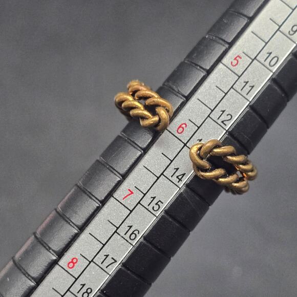 Antique Peking Glass Ring Size 6 Gold Tone Teal Mottled Glass Vintage - Picture 6 of 7